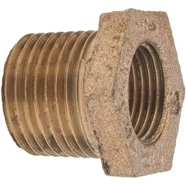 Merit Brass - Class 125, 1/2 x 3/8" Internal Pipe, Brass Hex Bushing - MBSPT x FBSPT - Apex Tool & Supply