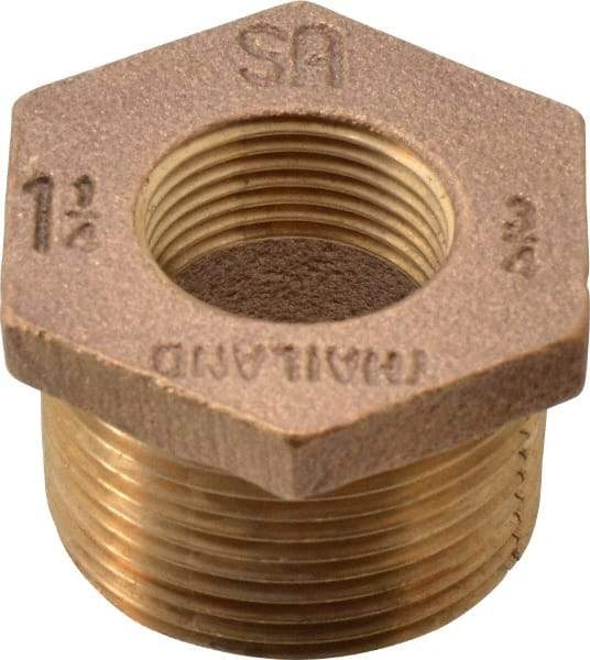 Merit Brass - Class 125, 1-1/4 x 3/4" Internal Pipe, Brass Hex Bushing - MBSPT x FBSPT - Apex Tool & Supply