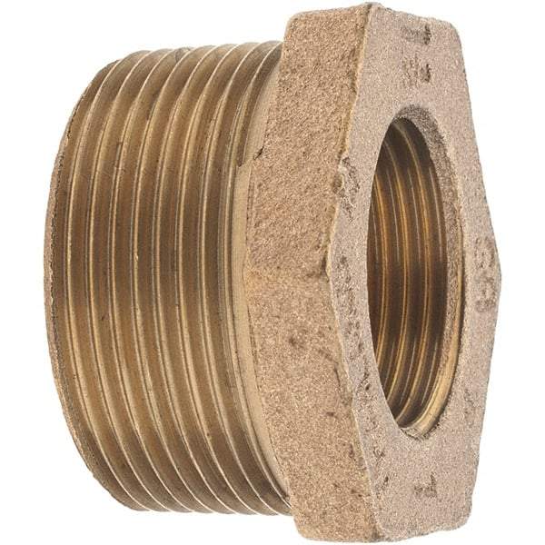 Merit Brass - Class 125, 1-1/2 x 1" Internal Pipe, Brass Hex Bushing - MBSPT x FBSPT - Apex Tool & Supply
