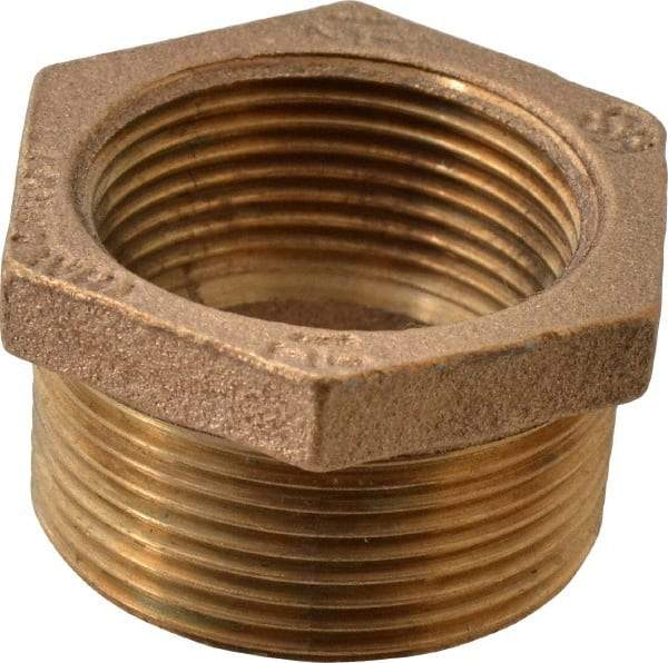 Merit Brass - Class 125, 1-1/2 x 1-1/4" Internal Pipe, Brass Hex Bushing - MBSPT x FBSPT - Apex Tool & Supply