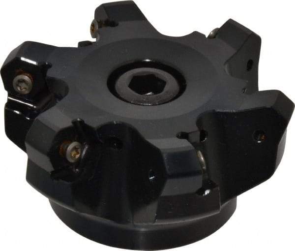Kennametal - 3" Cut Diam, 1" Arbor Hole, 4.51mm Max Depth of Cut, 45° Indexable Chamfer & Angle Face Mill - 6 Inserts, HNGJ 535-GD Insert, Right Hand Cut, 6 Flutes, Through Coolant, Series KSHR - Apex Tool & Supply