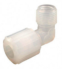Parker - 1/4" Tube OD, PFA PTFE Plastic Compression Tube Female Adapter Elbow - 1/8 NPT Pipe, 300°F Max, Plastic Grip - Apex Tool & Supply