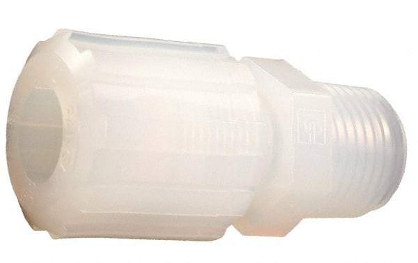 Parker - 3/8" Tube OD, PFA PTFE Plastic Compression Tube Male Straight Adapter - 3/8 NPT Pipe, 300°F Max, Plastic Grip - Apex Tool & Supply
