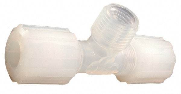 Parker - 3/8" Tube OD, PFA PTFE Plastic Compression Tube Male Branch Tee - 3/8 NPT Pipe, 300°F Max, Plastic Grip - Apex Tool & Supply