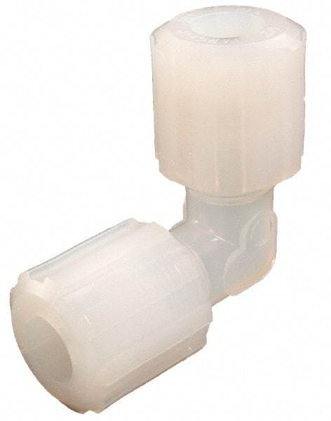 Parker - 1/4" Tube OD, PFA PTFE Plastic Compression Tube Union Elbow - 300°F Max, Plastic Grip - Apex Tool & Supply