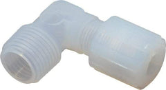 Parker - 3/8" Tube OD, PFA PTFE Plastic Compression Tube Male Adapter Elbow - 1/2 NPT Pipe, 325°F Max, Plastic Grip - Apex Tool & Supply