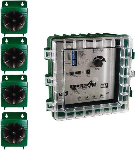 Bird-X - 3,600 Sq Ft Coverage Electronic Animal Repellent - AC Adapter, Targets Pigeons, Crows, Sparrows, Starlings, Grackles, Gulls, Cormorants - Apex Tool & Supply