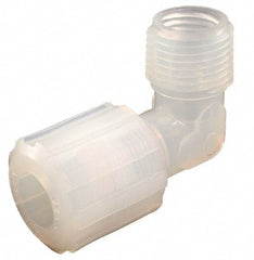 Parker - 1/4" Tube OD, PFA PTFE Plastic Compression Tube Male Adapter Elbow - 1/4 NPT Pipe, 325°F Max, Plastic Grip - Apex Tool & Supply