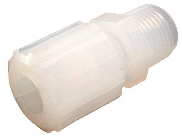 Parker - 1/4" Tube OD, PFA PTFE Plastic Compression Tube Male Straight Adapter - 3/8 NPT Pipe, 325°F Max, Plastic Grip - Apex Tool & Supply