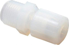 Parker - 3/8" Tube OD, PFA PTFE Plastic Compression Tube Male Straight Adapter - 1/2 NPT Pipe, 300°F Max, Plastic Grip - Apex Tool & Supply