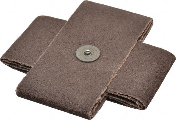 Made in USA - 60 Grit, Medium Grade, Aluminum Oxide Cross Pad - 4" Long x 2" Wide x 2" Thick, Cloth Backed, X Backing Weight, 10 Ply, 12,000 Max RPM - Apex Tool & Supply