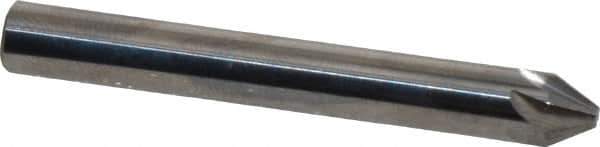 Made in USA - 1/4" Head Diam, 1/4" Shank Diam, 6 Flute 60° Solid Carbide Countersink - Bright Finish, 2" OAL, 0.078" Nose Diam, Single End, Straight Shank, Right Hand Cut - Apex Tool & Supply