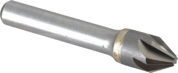 Made in USA - 1/2" Head Diam, 3/8" Shank Diam, 6 Flute 60° Solid Carbide Countersink - Apex Tool & Supply