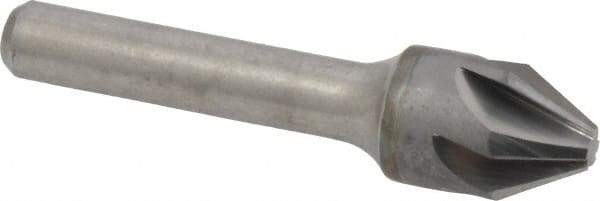 Made in USA - 5/8" Head Diam, 3/8" Shank Diam, 6 Flute 60° Solid Carbide Countersink - Bright Finish, 2-5/8" OAL, 0.203" Nose Diam, Single End, Straight Shank, Right Hand Cut - Apex Tool & Supply