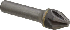 Made in USA - 3/4" Head Diam, 1/2" Shank Diam, 6 Flute 60° Solid Carbide Countersink - Bright Finish, 2-3/4" OAL, 1/4" Nose Diam, Single End, Straight Shank, Right Hand Cut - Apex Tool & Supply