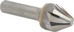 Made in USA - 1" Head Diam, 1/2" Shank Diam, 6 Flute 60° Solid Carbide Countersink - Bright Finish, 3" OAL, 0.328" Nose Diam, Single End, Straight Shank, Right Hand Cut - Apex Tool & Supply