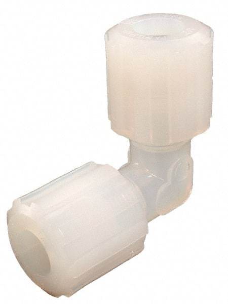Parker - 1/8" Tube OD, PFA PTFE Plastic Compression Tube Union Elbow - 325°F Max, Plastic Grip - Apex Tool & Supply