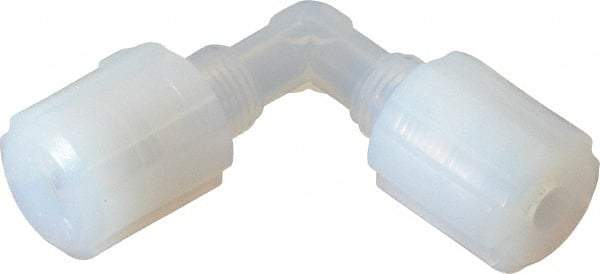 Parker - 1/4" Tube OD, PFA PTFE Plastic Compression Tube Union Elbow - 325°F Max, Plastic Grip - Apex Tool & Supply