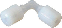 Parker - 1/4" Tube OD, PFA PTFE Plastic Compression Tube Union Elbow - 325°F Max, Plastic Grip - Apex Tool & Supply