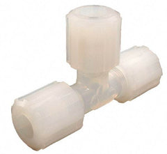 Parker - 1/4" Tube OD, PFA PTFE Plastic Compression Tube Union Tee - 325°F Max, Plastic Grip - Apex Tool & Supply