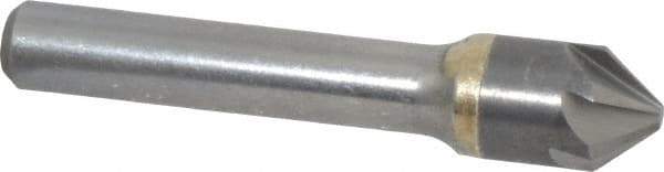 Made in USA - 1/2" Head Diam, 3/8" Shank Diam, 6 Flute 82° Solid Carbide Countersink - Bright Finish, 2-1/2" OAL, 0.109" Nose Diam, Single End, Straight Shank, Right Hand Cut - Apex Tool & Supply