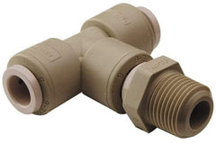 Parker - 1/4" Outside Diam, 1/4 NPTF, Kynar Push-to-Connect Tube Male Swivel Branch Tee - 300 Max psi, Natural - Apex Tool & Supply