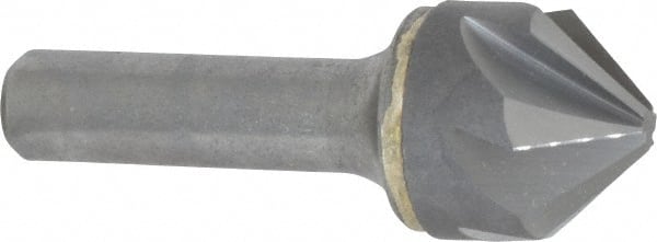 Made in USA - 1" Head Diam, 1/2" Shank Diam, 6 Flute 90° Solid Carbide Countersink - Apex Tool & Supply