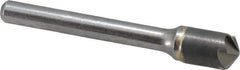 Made in USA - 3/8" Head Diam, 1/4" Shank Diam, 6 Flute 120° Solid Carbide Countersink - Bright Finish, 2-1/2" OAL, 0.062" Nose Diam, Single End, Straight Shank, Right Hand Cut - Apex Tool & Supply