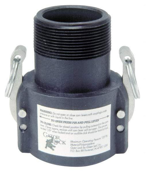 Green Leaf - 2" Polypropylene Cam & Groove Suction & Discharge Hose Female Coupler Male NPT Thread - Part B, 2-11-1/2 Thread, 125 Max psi - Apex Tool & Supply