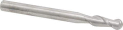 Accupro - 3/8" Diam, 1" LOC, 2 Flute Solid Carbide Ball End Mill - Uncoated, Single End, 4" OAL, 3/8" Shank Diam, Spiral Flute - Apex Tool & Supply