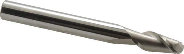 Accupro - 7/16" Diam, 1" LOC, 2 Flute Solid Carbide Ball End Mill - Uncoated, Single End, 4" OAL, 7/16" Shank Diam, Spiral Flute - Apex Tool & Supply