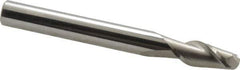 Accupro - 7/16" Diam, 1" LOC, 2 Flute Solid Carbide Ball End Mill - Uncoated, Single End, 4" OAL, 7/16" Shank Diam, Spiral Flute - Apex Tool & Supply