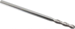 Accupro - 5/16" Diam, 1-1/2" LOC, 2 Flute Solid Carbide Ball End Mill - Uncoated, Single End, 6" OAL, 5/16" Shank Diam, Spiral Flute - Apex Tool & Supply