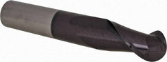 Accupro - 1" Diam, 2" LOC, 2 Flute Solid Carbide Ball End Mill - AlTiN Finish, Single End, 6" OAL, 1" Shank Diam, Spiral Flute - Apex Tool & Supply