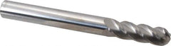 Accupro - 5/8" Diam, 2" LOC, 4 Flute Solid Carbide Ball End Mill - Uncoated, Single End, 6" OAL, 5/8" Shank Diam, Spiral Flute - Apex Tool & Supply