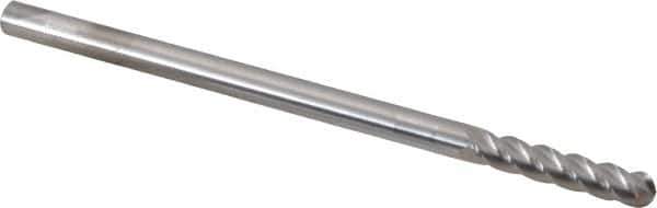 Accupro - 5/16" Diam, 1-1/2" LOC, 4 Flute Solid Carbide Ball End Mill - Uncoated, Single End, 6" OAL, 5/16" Shank Diam, Spiral Flute - Apex Tool & Supply
