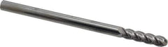 Accupro - 3/8" Diam, 1-1/2" LOC, 4 Flute Solid Carbide Ball End Mill - Uncoated, Single End, 6" OAL, 3/8" Shank Diam, Spiral Flute - Apex Tool & Supply