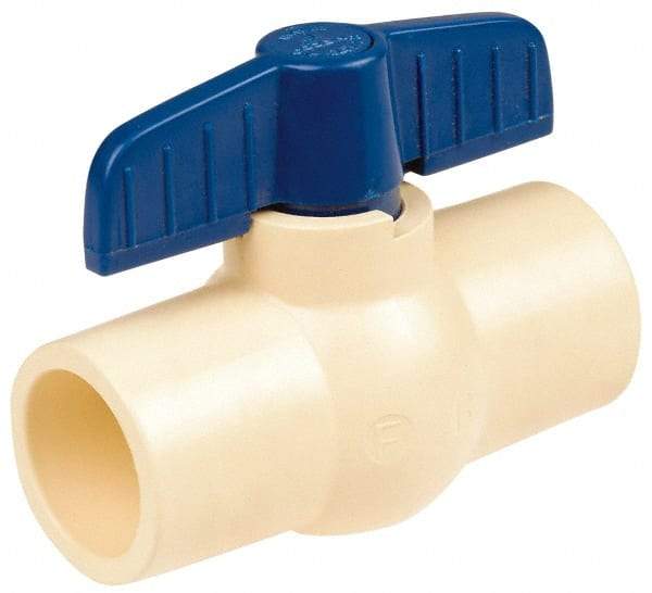NIBCO - 1-1/4" Pipe, Standard Port, PVC Miniature Ball Valve - 1 Piece, Inline - One Way Flow, FNPT x FNPT Ends, Tee Handle, 150 WOG - Apex Tool & Supply