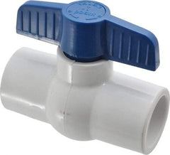 NIBCO - 1" Pipe, Standard Port, PVC Miniature Ball Valve - 1 Piece, Inline - One Way Flow, Solvent x Solvent Ends, Tee Handle, 150 WOG - Apex Tool & Supply