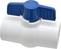 NIBCO - 1-1/2" Pipe, Standard Port, PVC Miniature Ball Valve - 1 Piece, Inline - One Way Flow, Solvent x Solvent Ends, Tee Handle, 150 WOG - Apex Tool & Supply