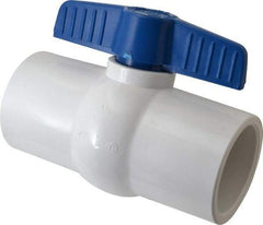 NIBCO - 2-1/2" Pipe, Standard Port, PVC Miniature Ball Valve - 1 Piece, Inline - One Way Flow, Solvent x Solvent Ends, Tee Handle, 150 WOG - Apex Tool & Supply