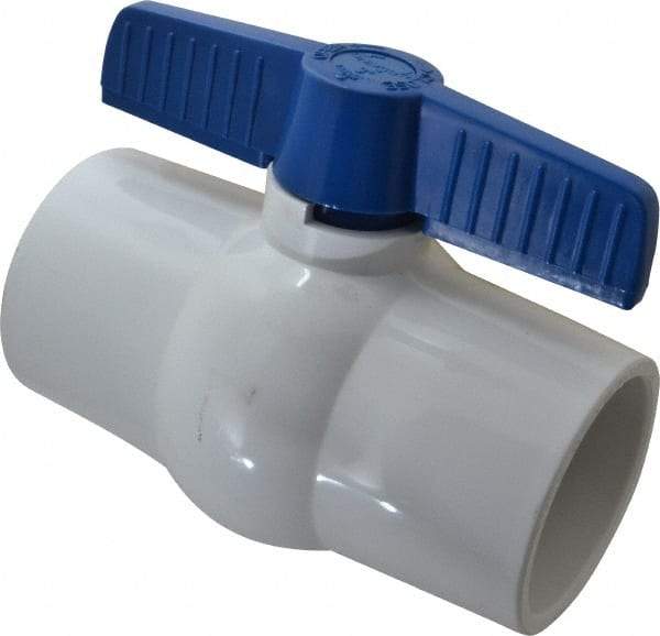NIBCO - 3" Pipe, Standard Port, PVC Miniature Ball Valve - 1 Piece, Inline - One Way Flow, Solvent x Solvent Ends, Tee Handle, 150 WOG - Apex Tool & Supply