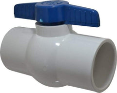 NIBCO - 4" Pipe, Standard Port, PVC Miniature Ball Valve - 1 Piece, Inline - One Way Flow, Solvent x Solvent Ends, Tee Handle, 150 WOG - Apex Tool & Supply