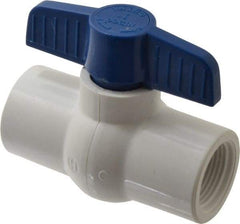 NIBCO - 1" Pipe, Standard Port, PVC Miniature Ball Valve - 1 Piece, Inline - One Way Flow, FNPT x FNPT Ends, Tee Handle, 150 WOG - Apex Tool & Supply