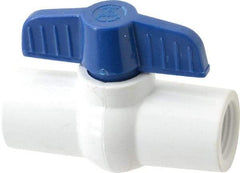 NIBCO - 1/2" Pipe, Standard Port, PVC Miniature Ball Valve - 1 Piece, Inline - One Way Flow, FNPT x FNPT Ends, Tee Handle, 150 WOG - Apex Tool & Supply
