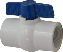 NIBCO - 2" Pipe, Standard Port, PVC Miniature Ball Valve - 1 Piece, Inline - One Way Flow, FNPT x FNPT Ends, Tee Handle, 150 WOG - Apex Tool & Supply