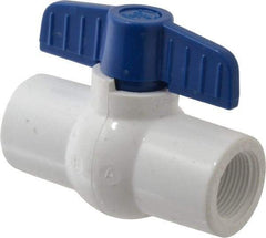 NIBCO - 3/4" Pipe, Standard Port, PVC Miniature Ball Valve - 1 Piece, Inline - One Way Flow, FNPT x FNPT Ends, Tee Handle, 150 WOG - Apex Tool & Supply
