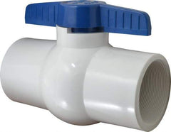NIBCO - 4" Pipe, Standard Port, PVC Miniature Ball Valve - 1 Piece, Inline - One Way Flow, FNPT x FNPT Ends, Tee Handle, 150 WOG - Apex Tool & Supply