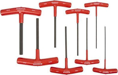 Bondhus - 8 Piece T-Handle Cushion Grip Hex Key Set - Hex Range 2 to 10mm, 6" OAL, Protanium High Torque Steel - Apex Tool & Supply