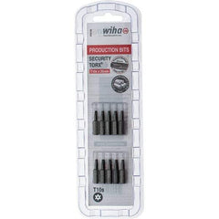 Wiha - 1/4" Drive T10 Tamperproof Torx Screwdriver Bit - 1" OAL, Tamper Resistant Bit - Apex Tool & Supply